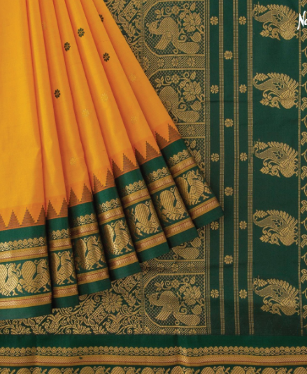Narayanpet Saree Yellow Printed Silk